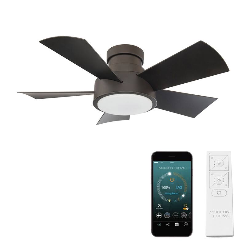 Vox Indoor/Outdoor 5-Blade Smart Flush Mount Ceiling Fan 38in with 3000 LED and Remote Control - 38 - Bronze