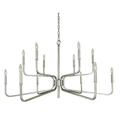 Framburg 5484 SP 12 Light Chandelier Heidleberg Satin Pewter - Exact Size