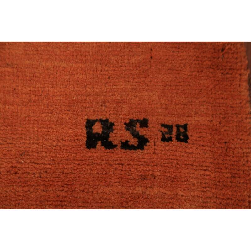 Modern Orange Gabbeh Oriental Area Rug Hand-Knotted Wool Carpet - 6'6" x 9'7"