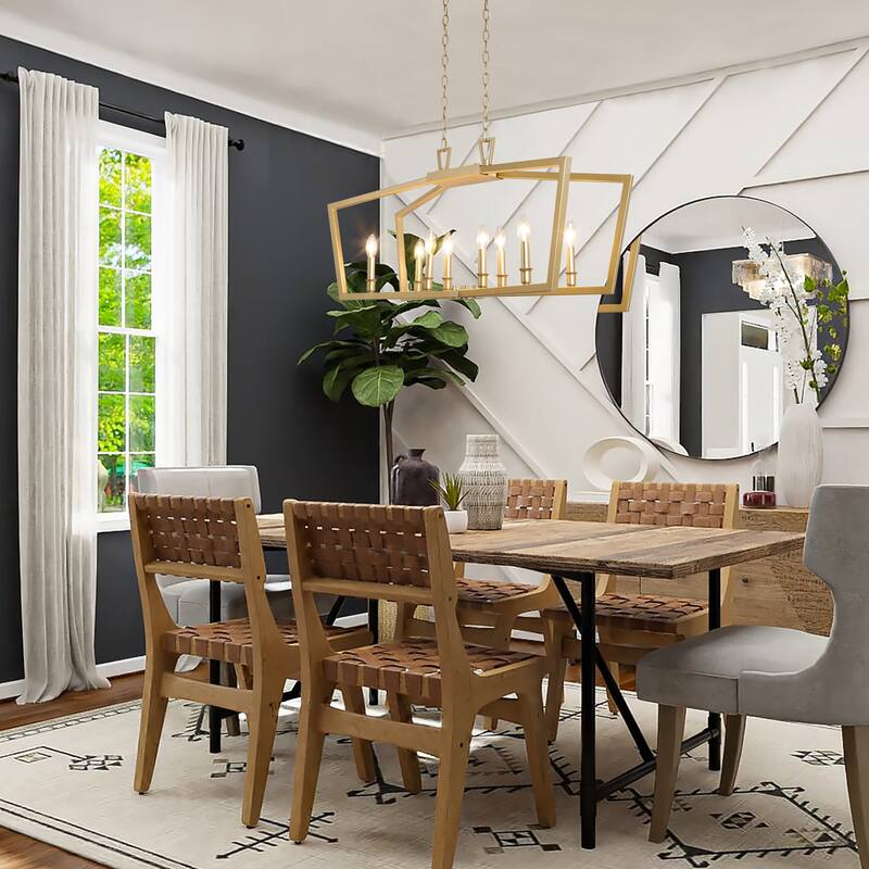 Zeci Modern Glam Gold Linear Chandelier Lantern Farmhouse Kitchen Island Lights for Dining Room - L37"xW13"xH22"