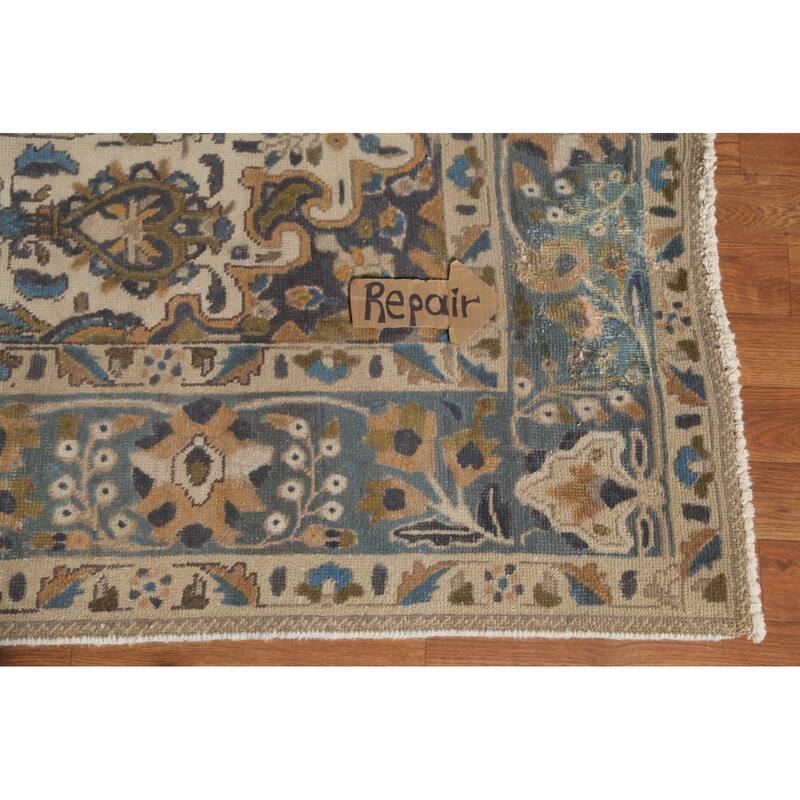 Tabriz Persian Vintage Rug Handmade Traditional Beige Wool Carpet - 6'10"x 9'10"