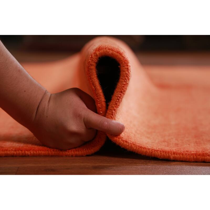 Hand Knotted Oriental 100% Wool Carpet Modern Solid Oranges & Rust Gabbeh Area Rug - 9' 2'' X 6' 0''