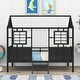 preview thumbnail 9 of 16, Twin Size Metal Low Loft House Bed with Roof and Windows - Adorable Design