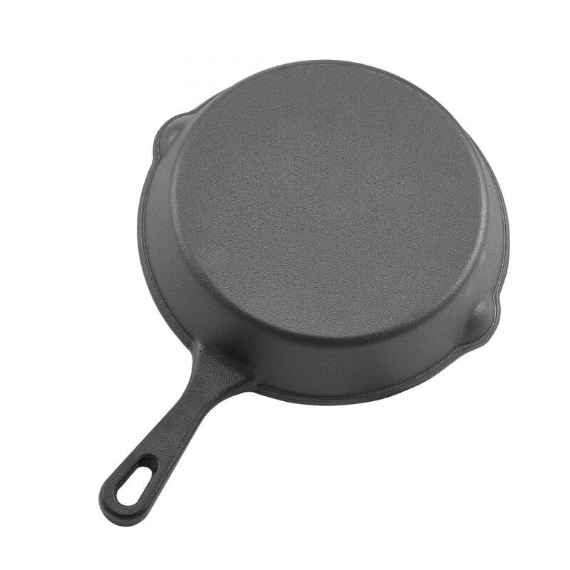 3 Piece Black Cast Iron Skillet Frying Pan Set with Ergonomic Handle for Stovetop and Oven Cooking