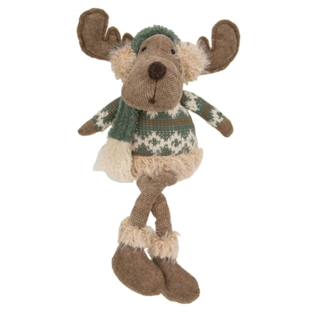 Teal Nordic Sweater Reindeer Plush Shelf Sitter Christmas Decor - 16.5" H x 6.5" W x 4.75" D