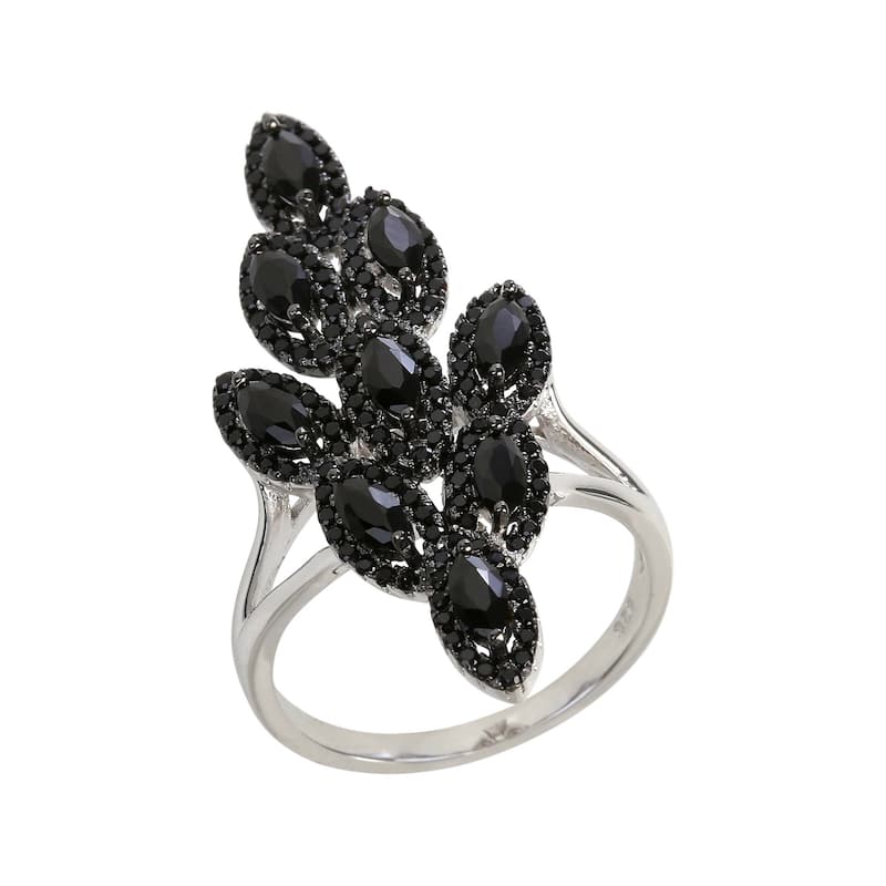 925 Sterling Silver Black Spinel Ring - 8