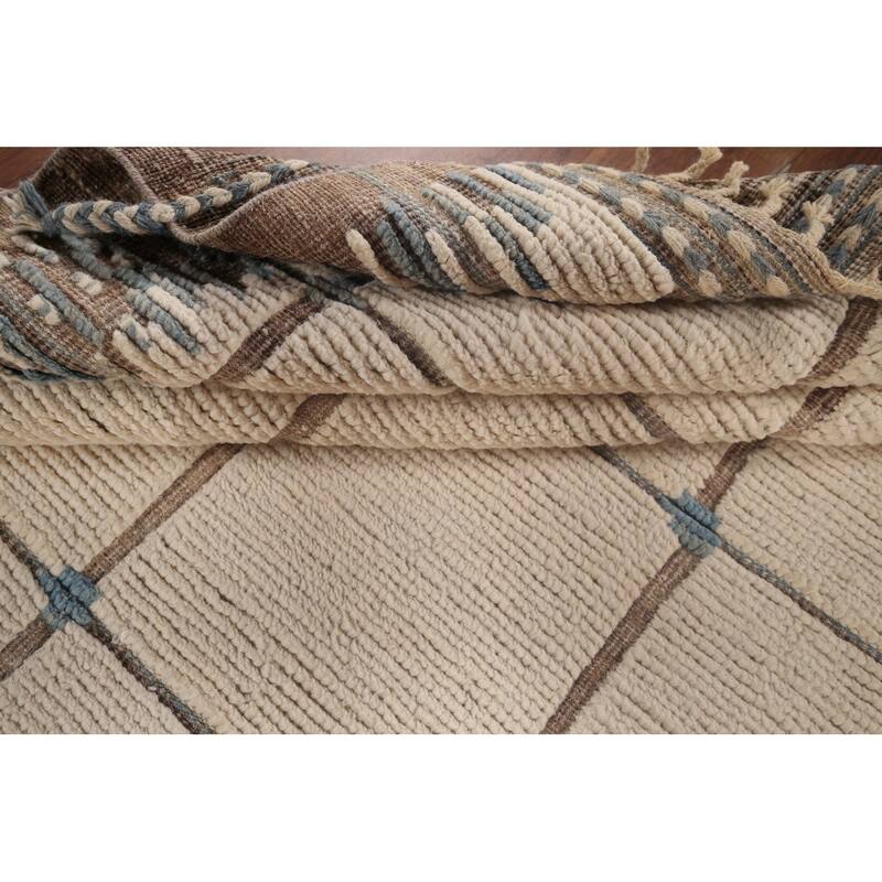 All-Over Moroccan Modern Area Rug Handmade Wool Carpet - 6'0"x 9'6"