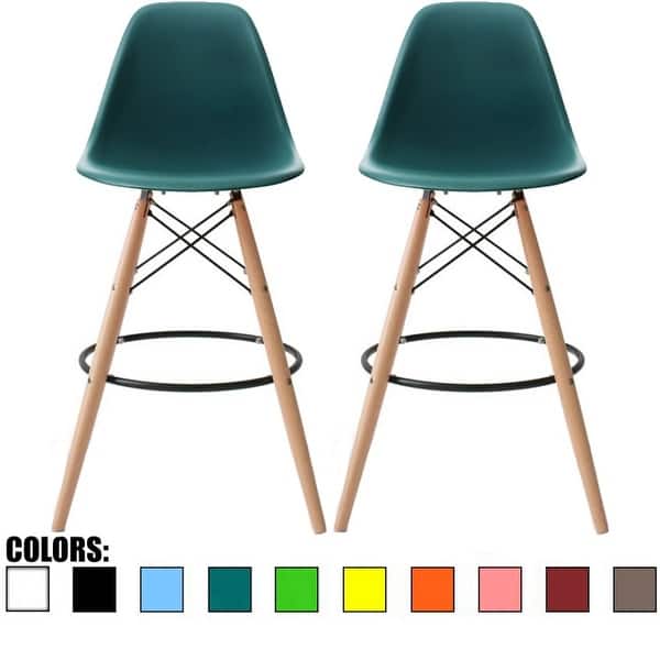 slide 1 of 29, Set of 2 26-inch Contemporary Eiffel Dowel DSW Counter Height Stool Barstool With Backs For Kitchen Home Side Break Room