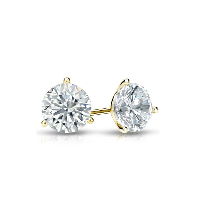 Auriya 14k Gold Lab Grown Round Diamond Stud Earrings 0.50 to 5.00 ct. tw. 3-Prong Screw-Back (F-G VS)