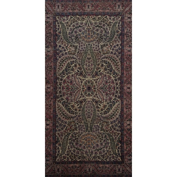 Hand Knotted Oriental 100% Wool Carpet Traditional All-Over Beige & Ivories Kerman Area Rug - 6' 5'' X 3' 7''