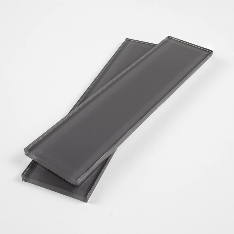 2 in. x 8 in. Glass Subway Wall Tile - Carbon Gloss - 2 in. x 8 in. sample