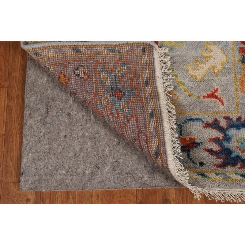 All-Over Gray Oushak Indian Runner Rug Handmade Wool Carpet - 2'6"x 8'0"