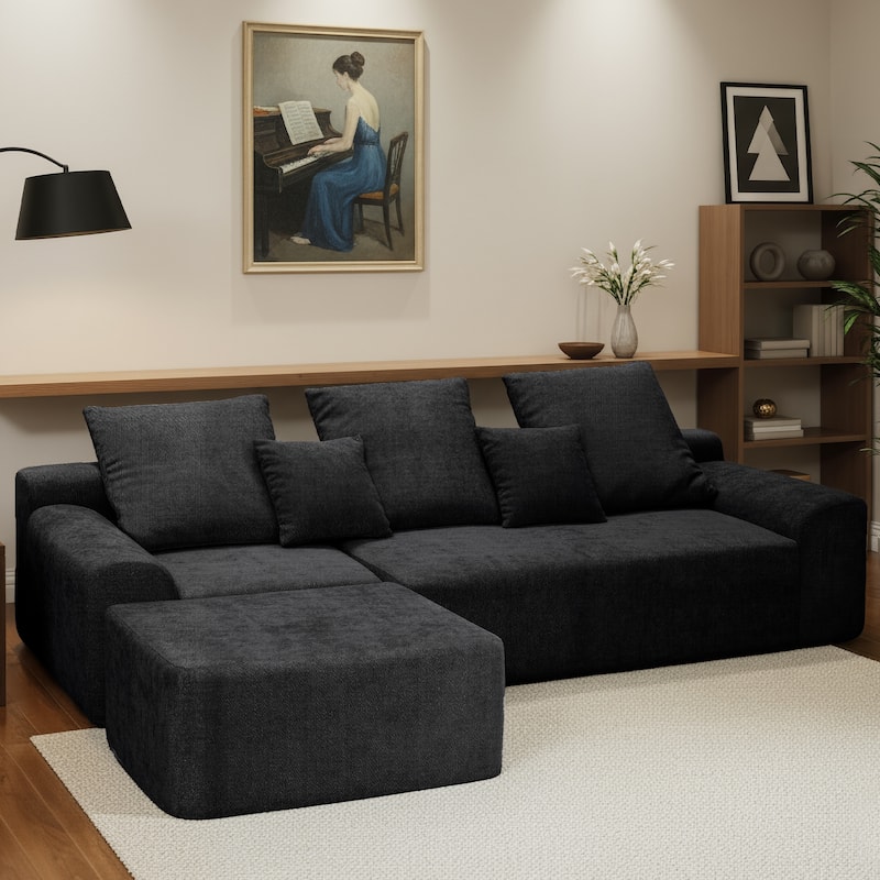 GDFStudio - Vivian 111.2" Modern L-Shaped Modular Sectional Sofa, Adjustable Deep Seat Couch