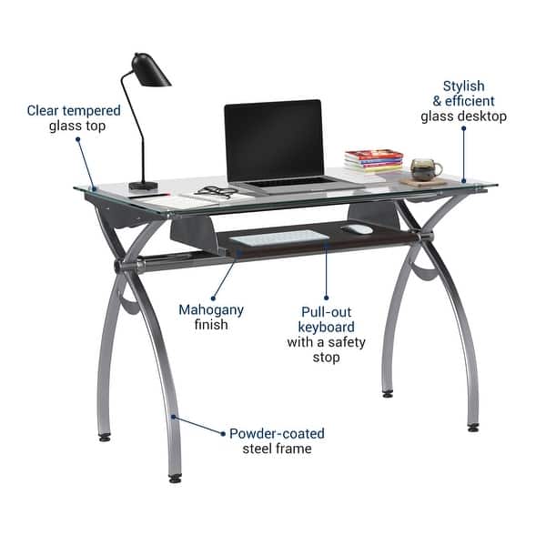 Tempered Glasstop Steel Frame Computer Desk On Sale Bed Bath