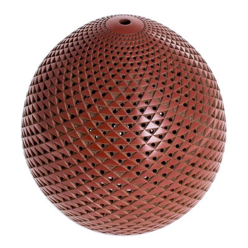 Novica Handmade Ancient Volcano Terracotta Candle Shade