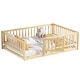 preview thumbnail 69 of 102, Montessori Floor Bed with Fence Guardrail and Removable Door Toddler Floor Wood Bed Frame for Kids Boys Girls Children's Room