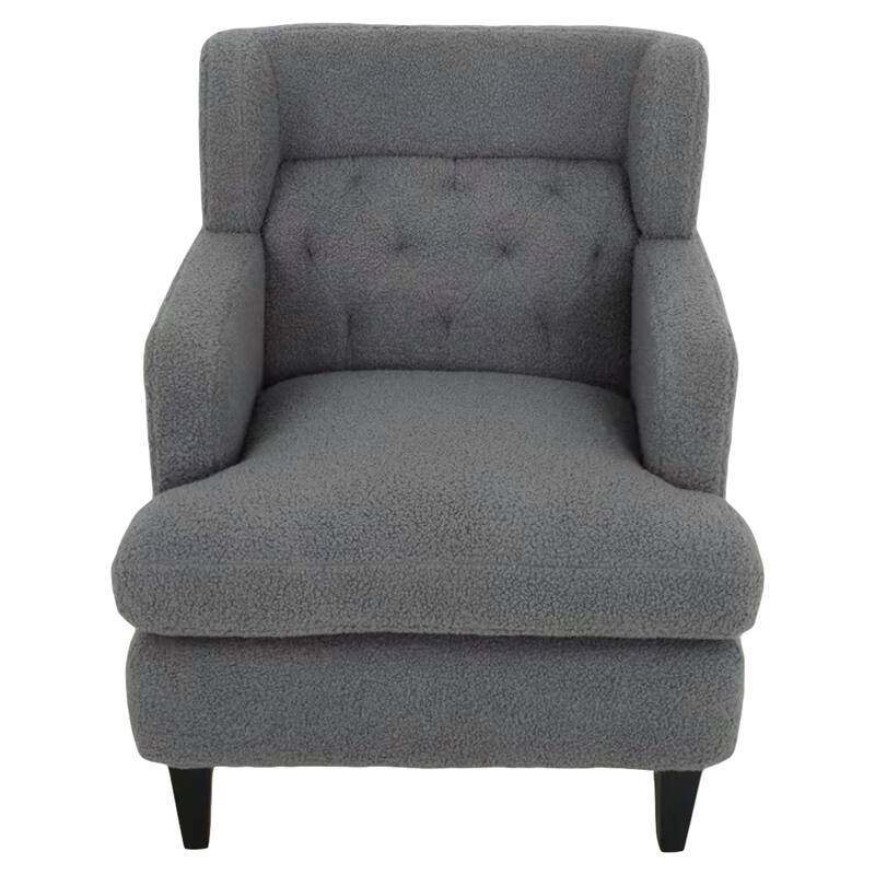 Modern 35.25" Upholstered Arm Chair with Birch Wood Legs amd Tufted Backrest for Living Room