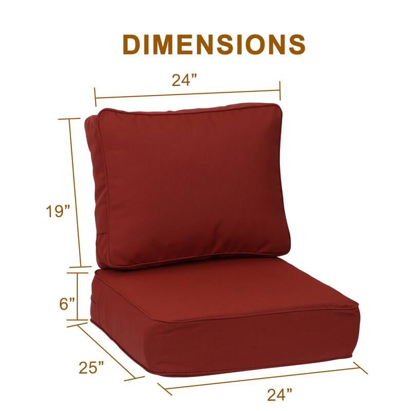 Aoodor 24x25x6 Inch Sunbrella Outdoor Patio Chair Cushions Set with Individual Pocket Springs for Patio Chair, Sofa, and Couch