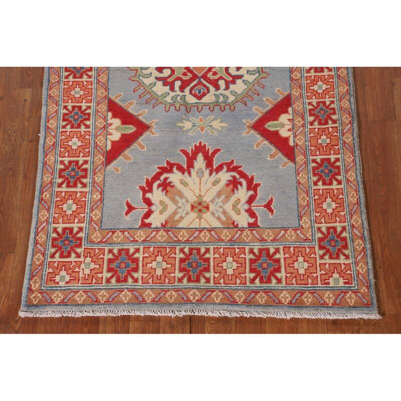 Blue Kazak Accent Rug Handmade Wool Carpet - 3'3"x 4'10"