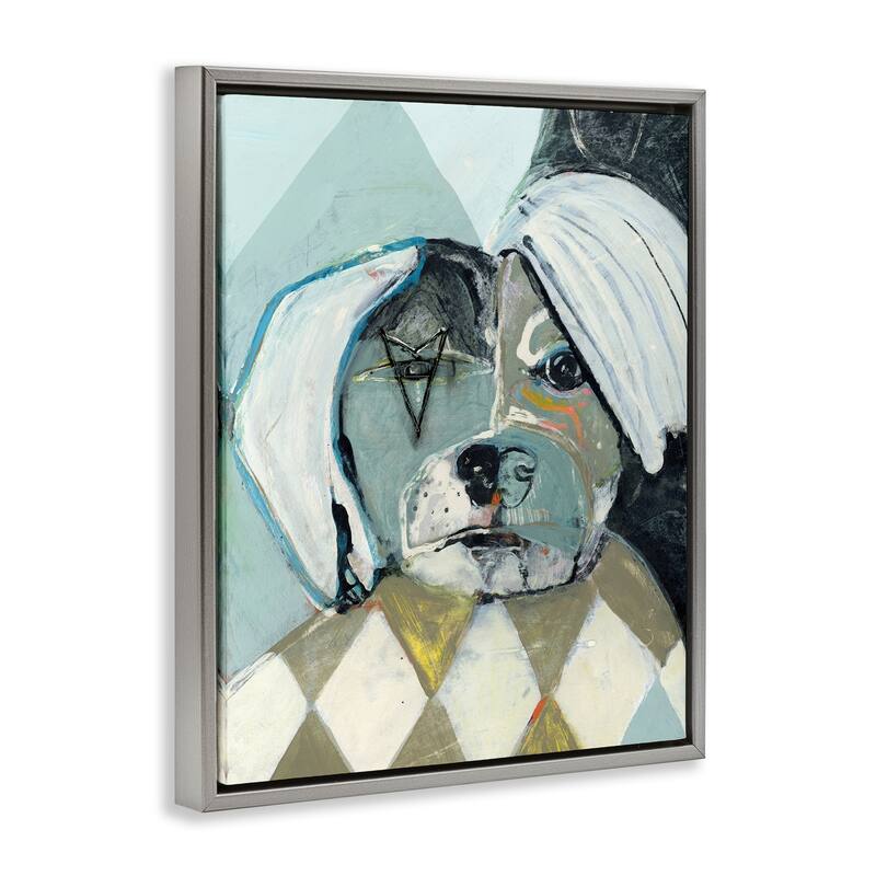 Stupell Abstract Dog Face Portrait Framed Floater Canvas Wall Art Design By Stacy Milrany