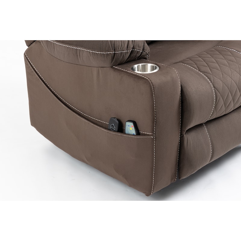 Velvet Dual‑Motor Power Recliner Chair with Heat, Massage & Cup Holders
