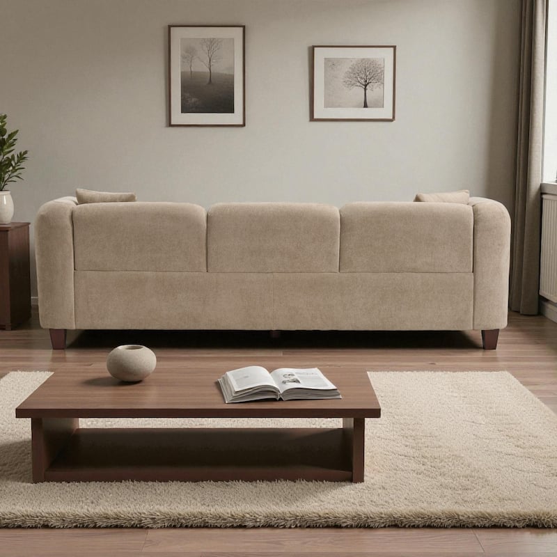 87" Modern Upholstered 3-Seat Sofa, Durable Fabric Couch with Foam Cushions for Living Room & Apartments