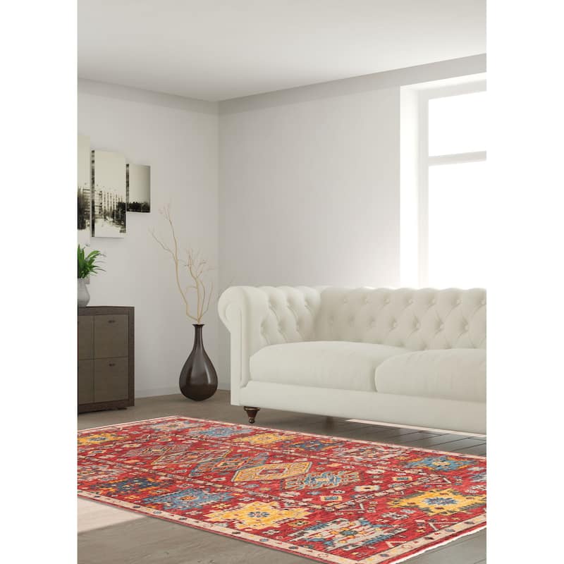 ECARPETGALLERY Hand-knotted Modern Oushak Red Wool Rug - 5'2 x 8'0