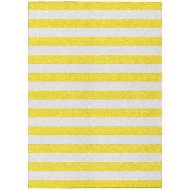 Machine Washable Indoor/ Outdoor Cabana Striped Chantille Rug