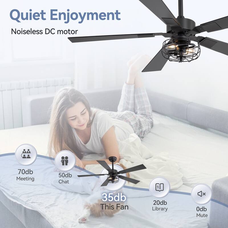 48" Industrial Wooden Reversible 5-Blade Ceiling Fan with Light and Remote