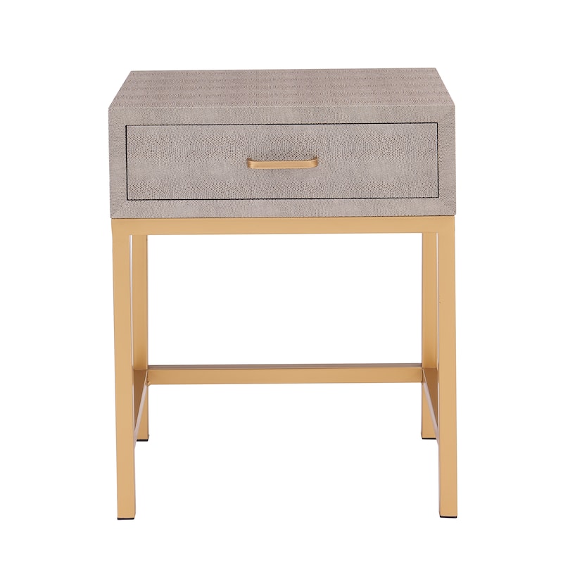 NPD Furniture Durham Faux Shagreen 1 Drawer End Table