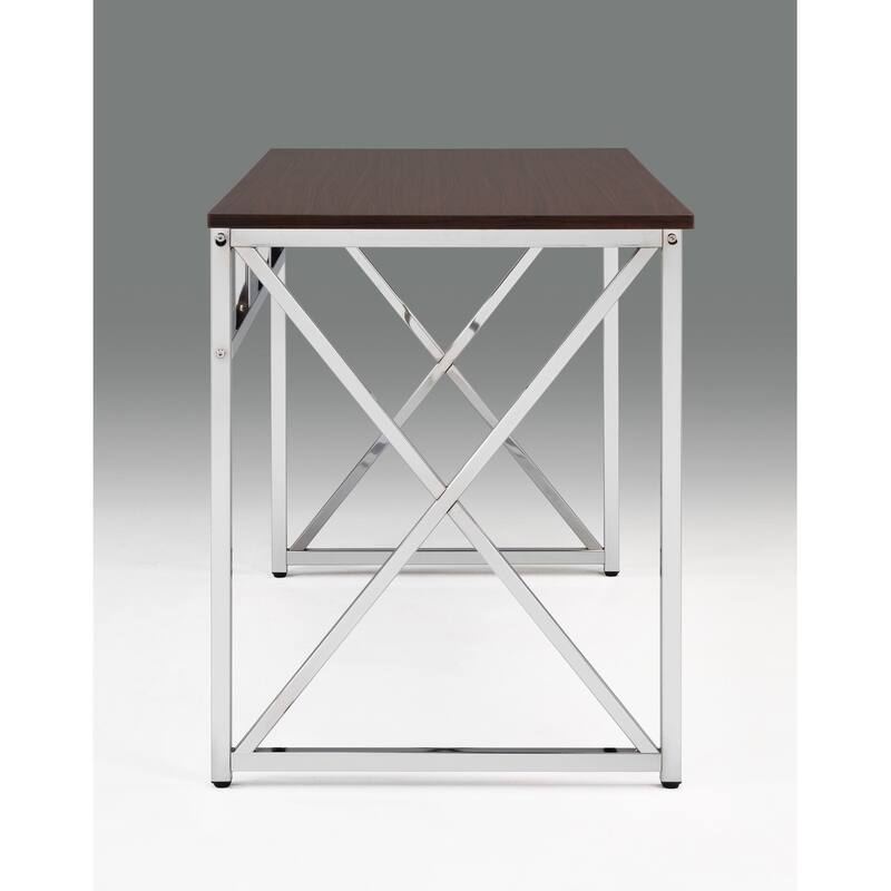 Madison Office Workspace Desk MDF/Chrome In Brown