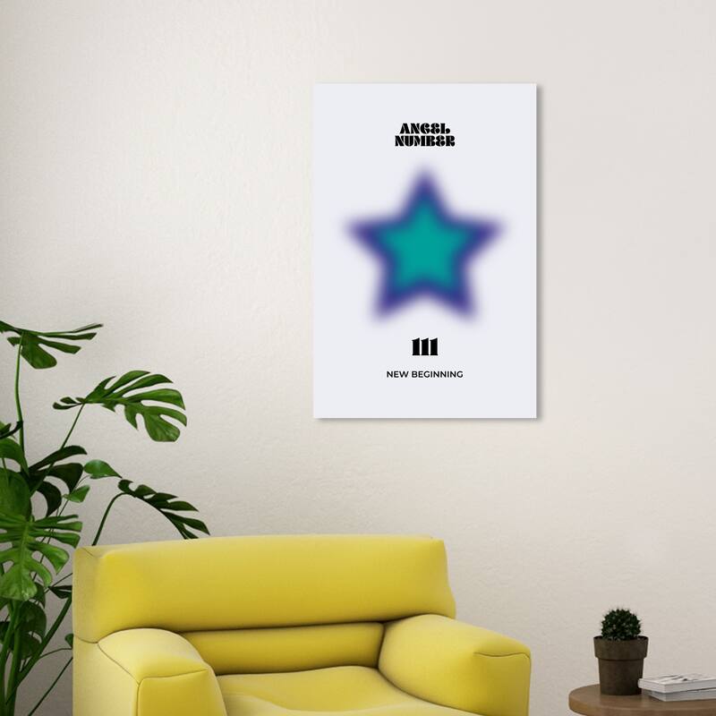 Wynwood Studio Spiritual and Religious Angel Number New Beginning Blue and Teal Modern & Contemporary Wall Art Canvas Print - 30 x 20