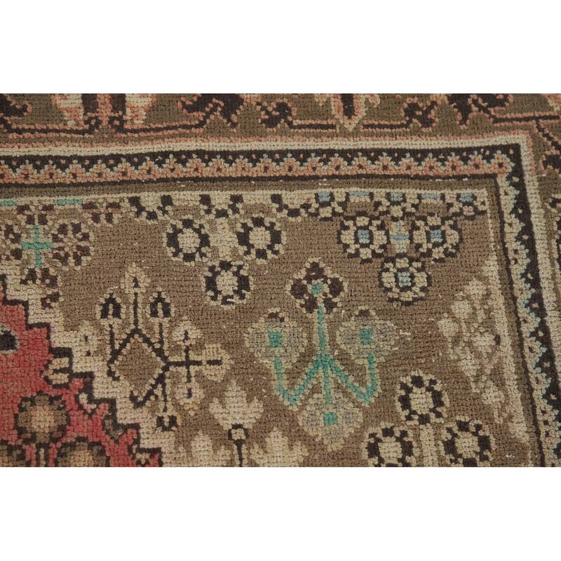 Pink Geometric Joshaghan Persian Vintage Area Rug Handmade Wool Carpet - 4'6" x 7'4"