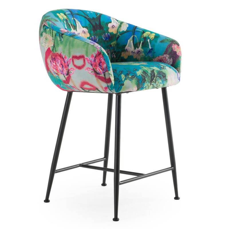 Modrest Roxann Modern Counter Stool in Funky Velvet