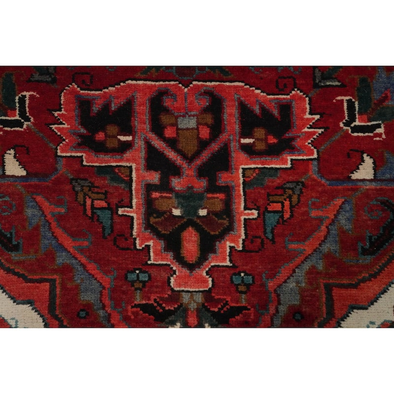 Hand Knotted Oriental 100% Wool Carpet Traditional Floral Red Heriz Area Rug - 10' 11'' X 7' 6''
