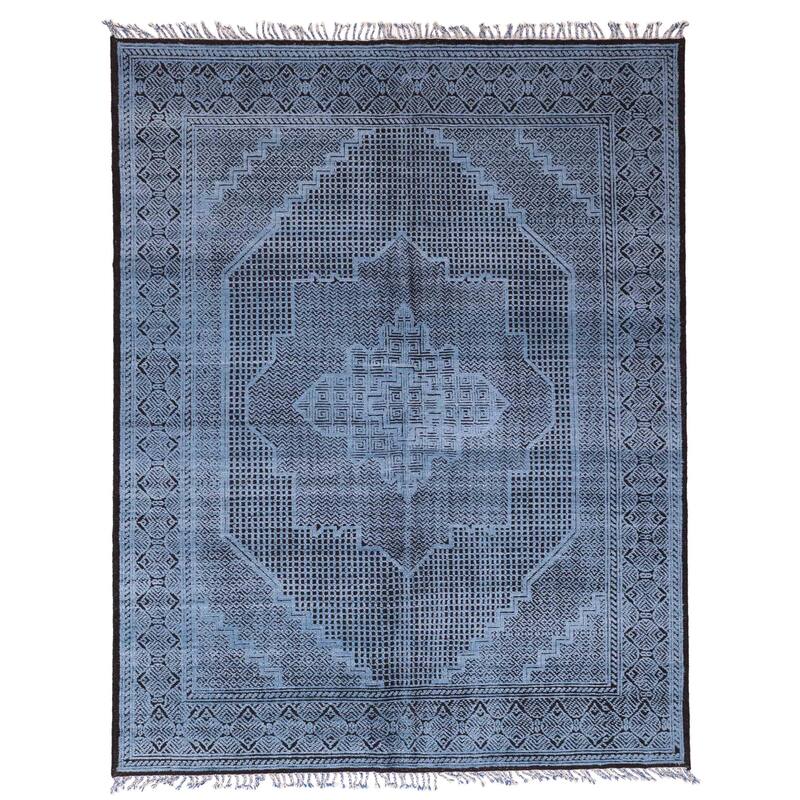 ECARPETGALLERY Hand-knotted Vibrance Blue Wool Rug - 8'0 x 10'0