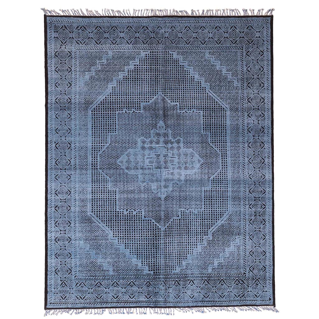 ECARPETGALLERY Hand-knotted Vibrance Blue Wool Rug - 8'0 x 10'0