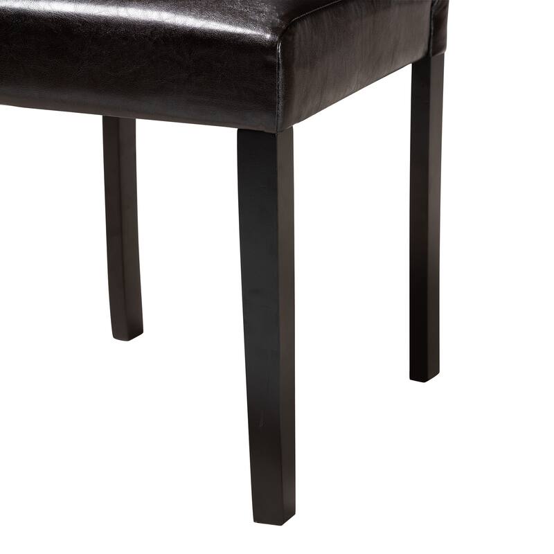Asli Modern Espresso Brown Faux Leather and Wood 7-Piece Dining Set
