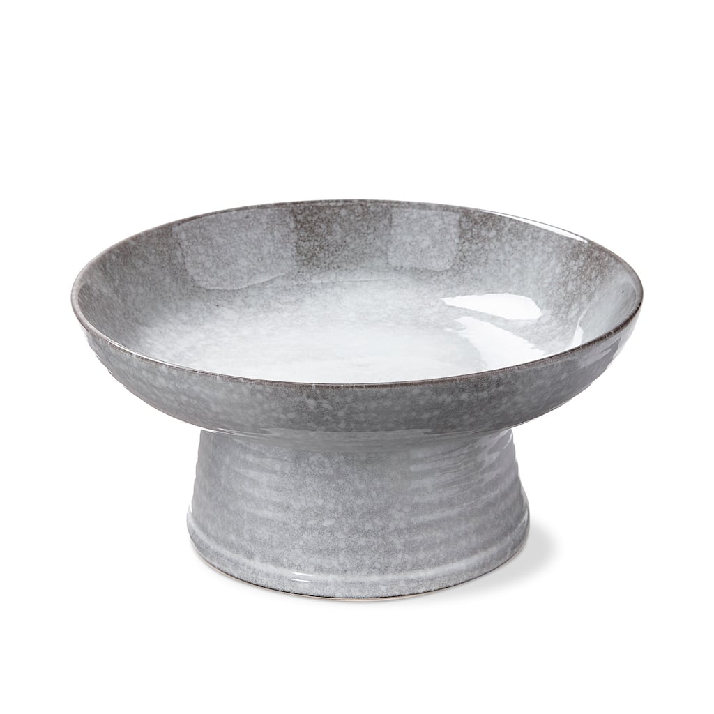 Stinson Light Gray Ceramic Pedestal Serving Bowl 80oz 5.5in H x 11.75in Dia Hand Wash Only Everyday Serveware