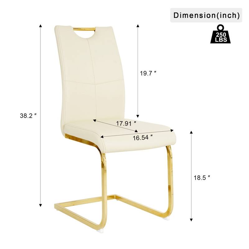 16.54" PU Upholstered Chair with Gold Metal Legs, Set of 4