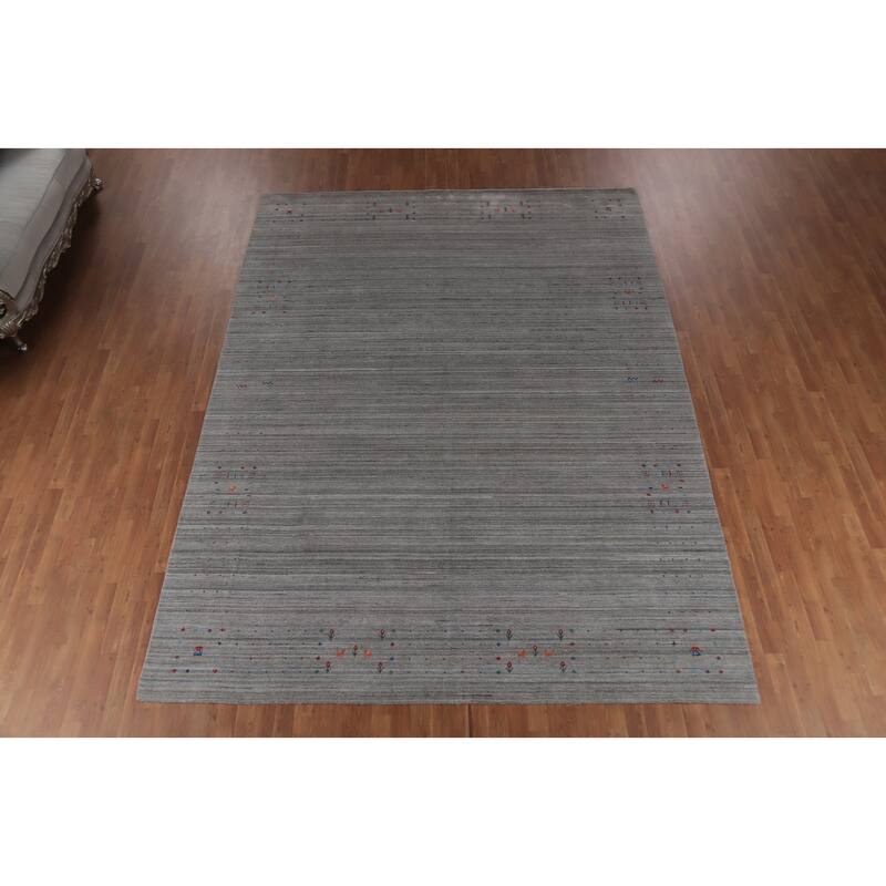 Hand Knotted Oriental 100% Wool Carpet Tribal Animal Pictorial Greys & Charcoal Gabbeh Area Rug - 11' 11'' X 9' 0''