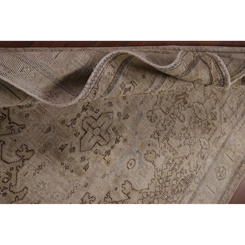 Distressed Tabriz Persian Vintage Area Rug Hand-Knotted Wool Carpet - 6'4" x 9'2"