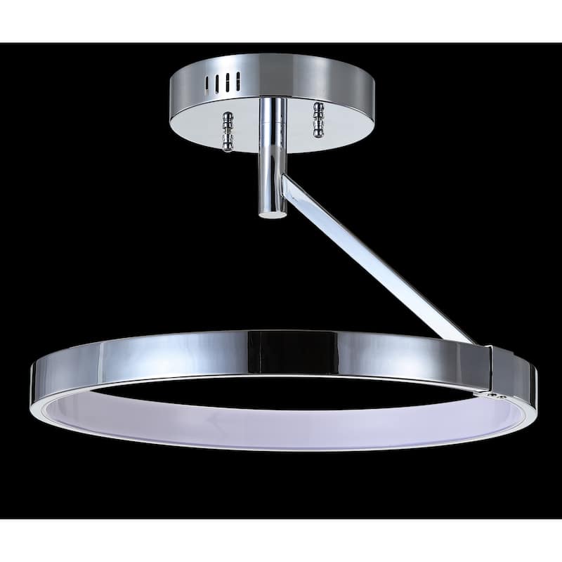 Ajax 17.5" Dimmable Integrated LED Metal Semi-Flush Mount, Chrome by JONATHAN Y