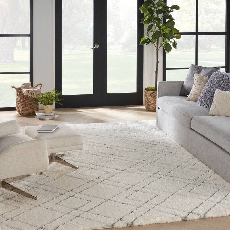 Nourison Luxurious Shag Ultra Plush Pile Abstract Geometric Area Rug