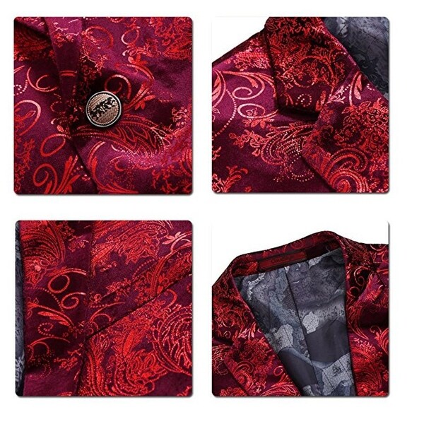 men's dress floral suit notched lapel slim fit stylish blazer dress suit