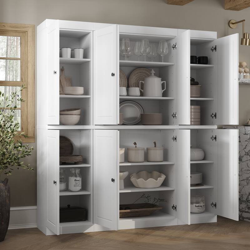 Palace Imports 100% Solid Wood Pantry Cabinet, Raised Panel Doors, Adjustable Shelves, 65" Wide, 71.5" Tall - 65" x 71.5"