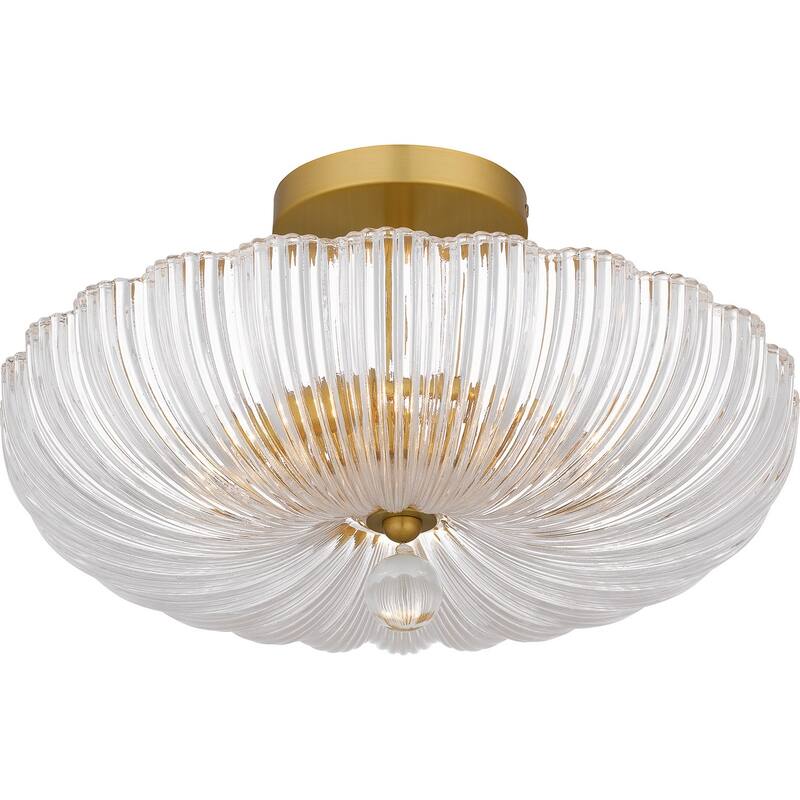 Brushed Gold Three Light Semi Flush Mount from the Quoizel Semi-Flush Mount Collection