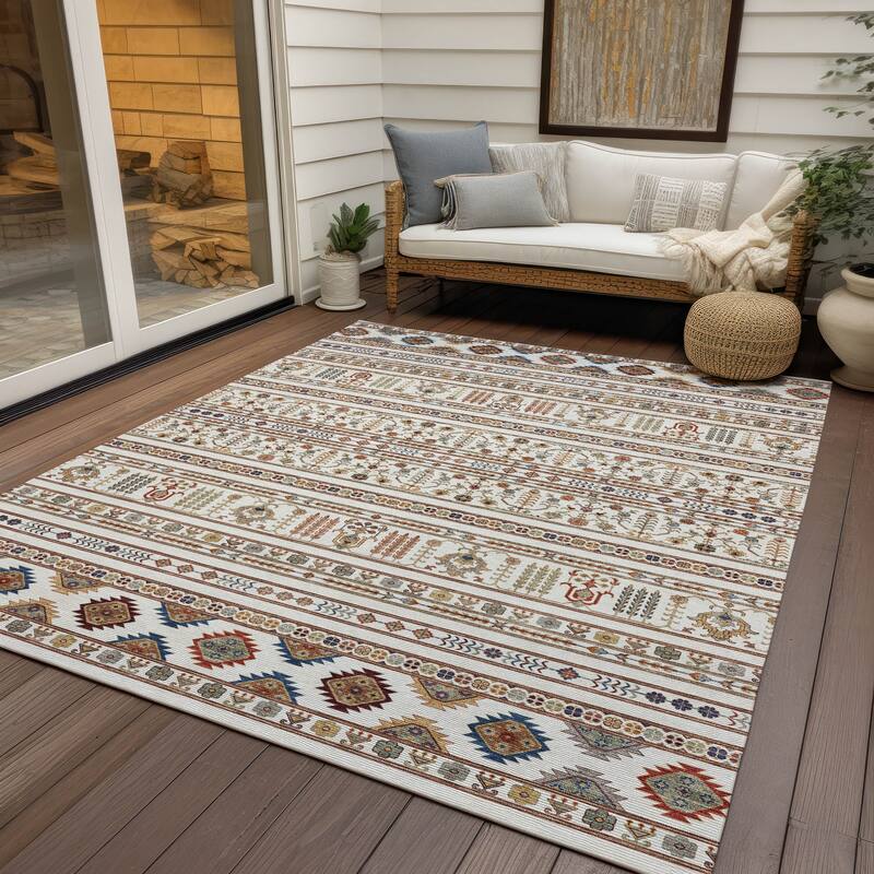 Machine Washable Indoor/ Outdoor Boho Moroccan Chantille Rug