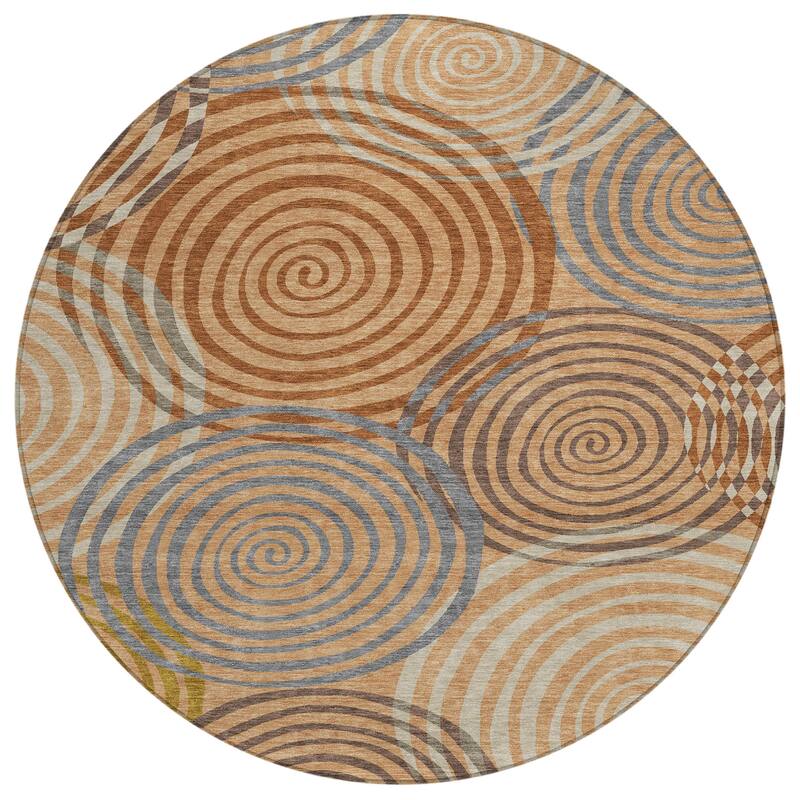 Machine Washable Indoor/ Outdoor Contemporary Swirls Chantille Rug