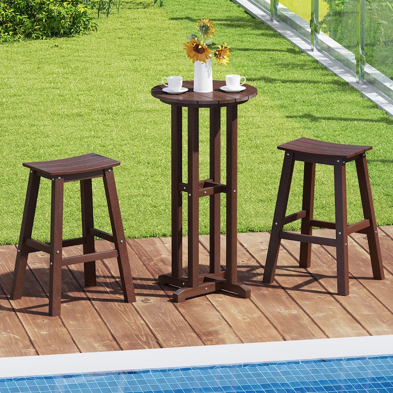 Gymax 21.5'' Round Bar Table Patio HDPE Bar Height Dining Table w/
